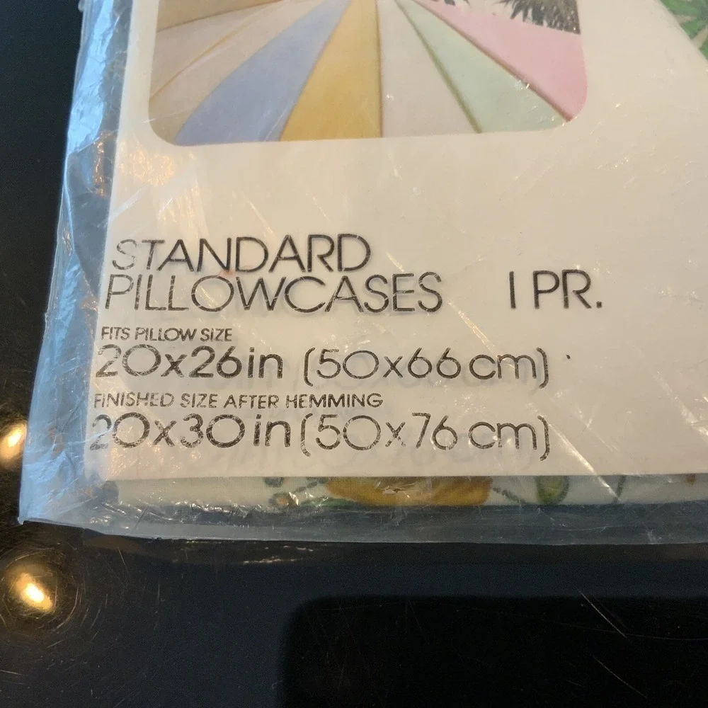 Vintage Percale Pair of Pillow Cases Yellow Green Floral Standard Sealed NOS